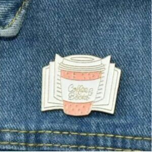 ⭐️❤️ FREE Book Coffee Boho Minimal Hipster Hippie Art Peasant School Pin Brooch